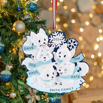 Arctic Fox Family of Ornament