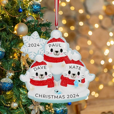 Arctic Seal Family of 3 Ornament