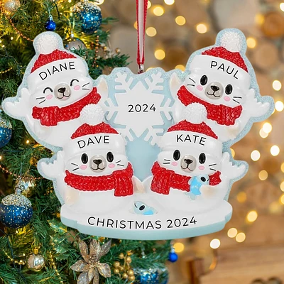 Arctic Seal Family of 4 Ornament