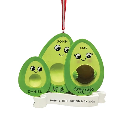 Avocado Family Expecting w/1 Child Ornament