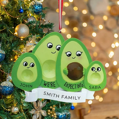 Avocado Family Expecting w/2 Children Ornament