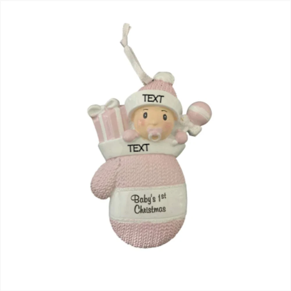 Baby Girl in Mitt Ornament