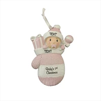 Baby Girl in Mitt Ornament