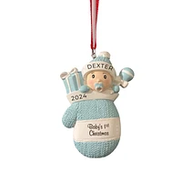 Baby Boy in Mitt Ornament