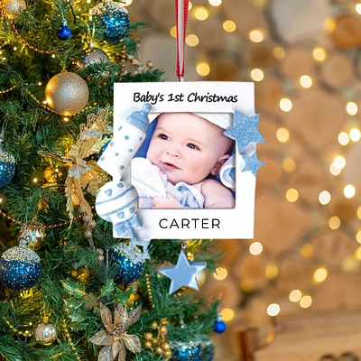 Baby Frame - Pink / Blue Red & Green Ornament