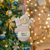 Baby Girl in Mitt Ornament