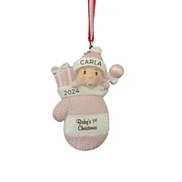 Baby Girl in Mitt Ornament