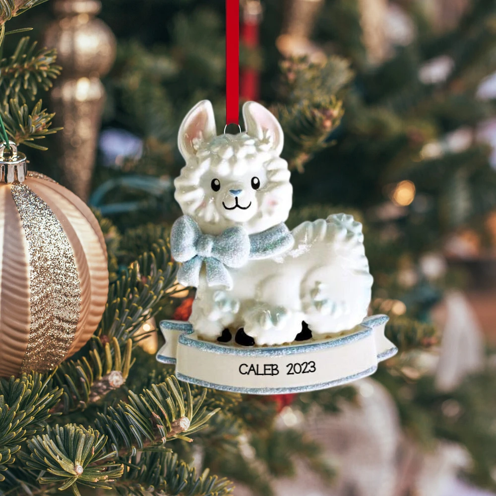 Baby Llama - Pink & Blue Ornament