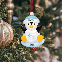 Baby Penguin Pink & Blue Ornament