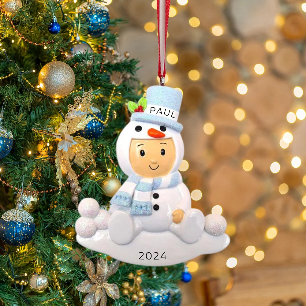 Baby Snowman Costume - Pink & Blue Ornament