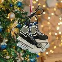 Blue, Pink & Red Hockey Skates Ornament