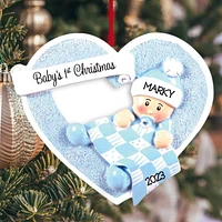 Boy & Girl Heart Baby Ornament