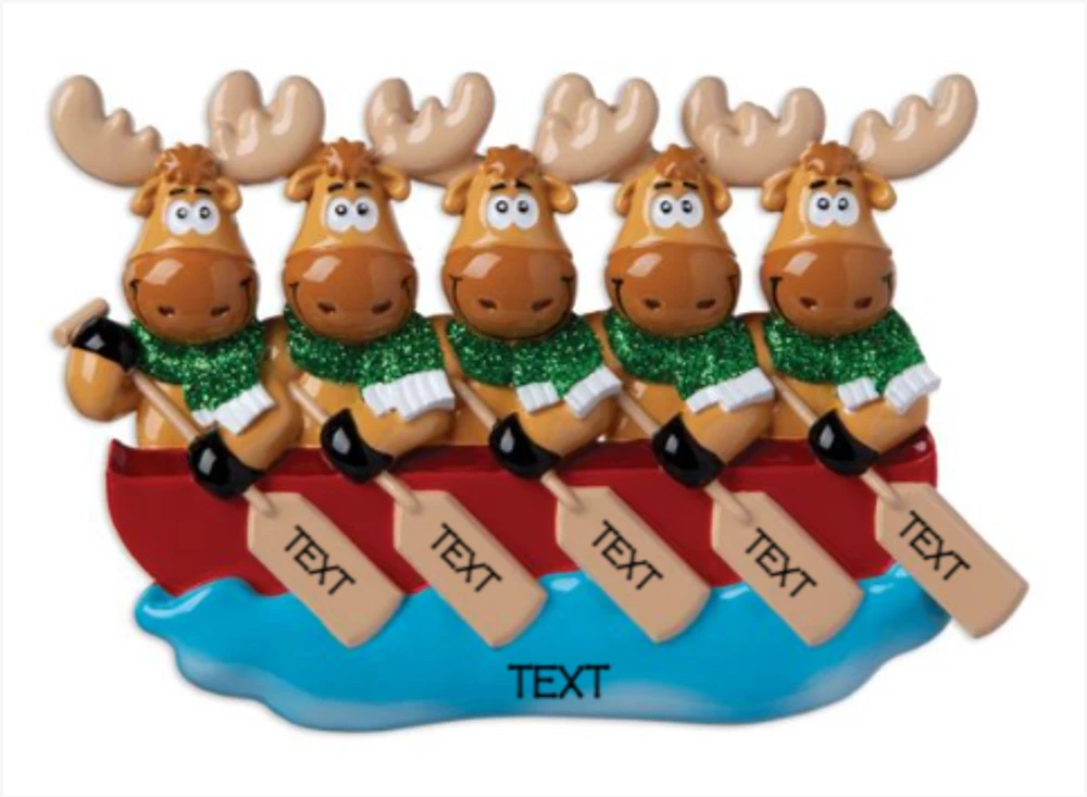 Canoe Moose Family of 5 Ornament