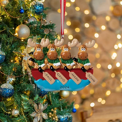 Canoe Moose Family of 4 Ornament