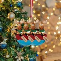 Canoe Moose Family of 4 Ornament