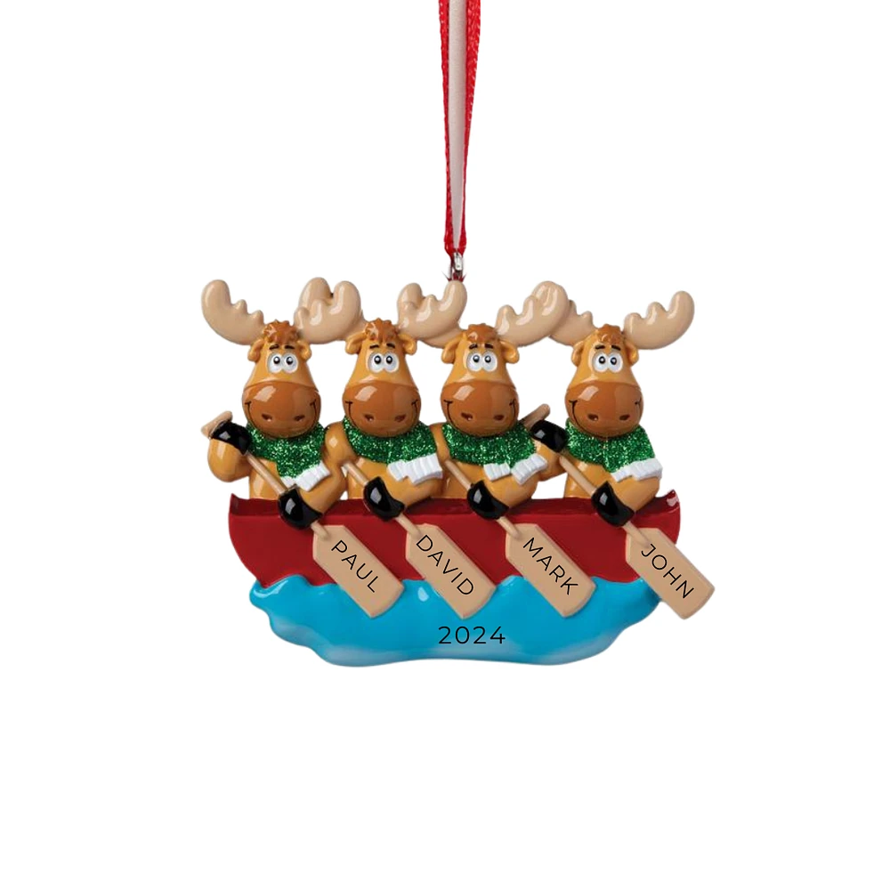Canoe Moose Family of 4 Ornament