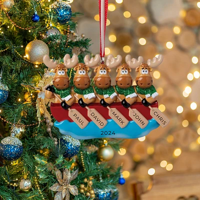 Canoe Moose Family of 5 Ornament