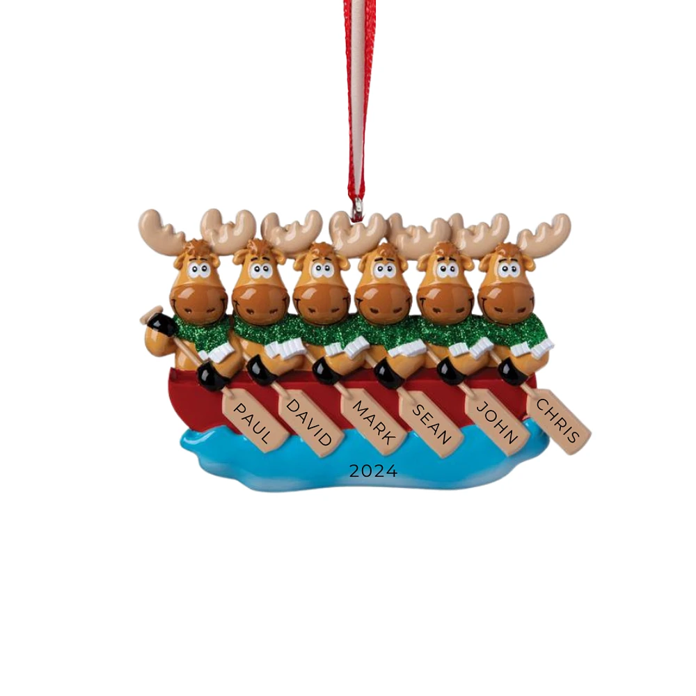 Canoe Moose Family of 6 Ornament