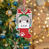 Cat with Reindeer Antlers Ornament