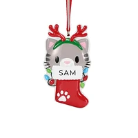 Cat with Reindeer Antlers Ornament