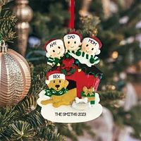 Christmas with Dog Family of 3 Ornament