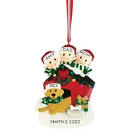 Christmas with Dog Family of 3 Ornament