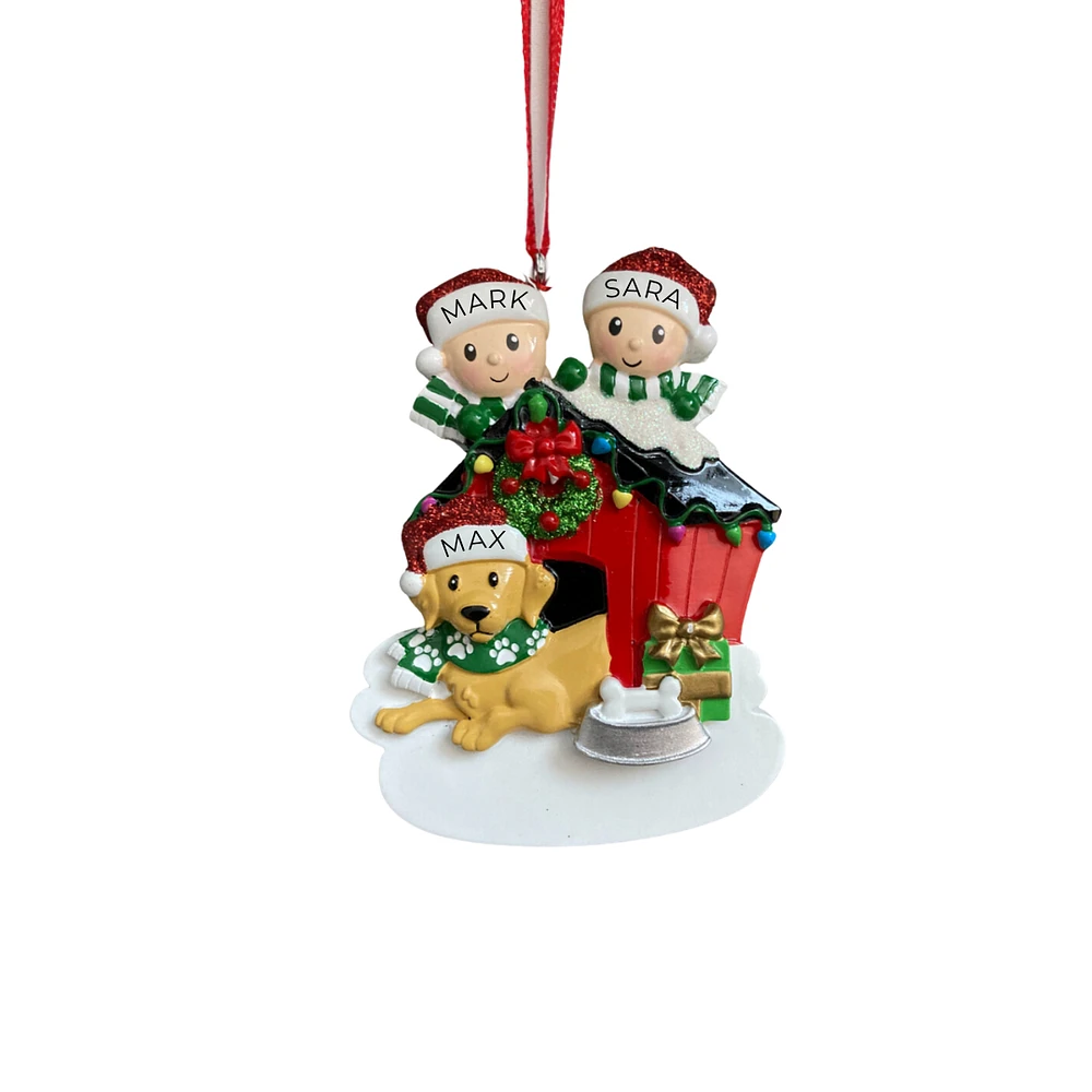 Couple with Dog in Doghouse Ornament