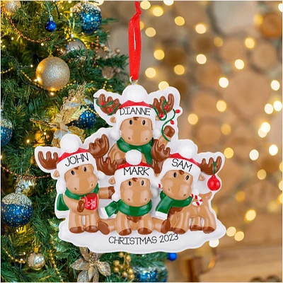 Cutesy Moose Family of 4 Ornament