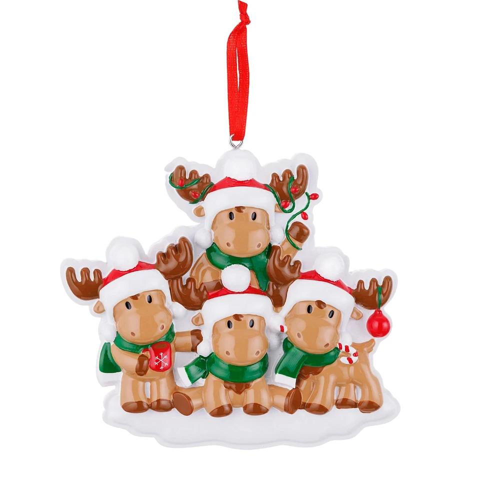 Cutesy Moose Family of 4 Ornament