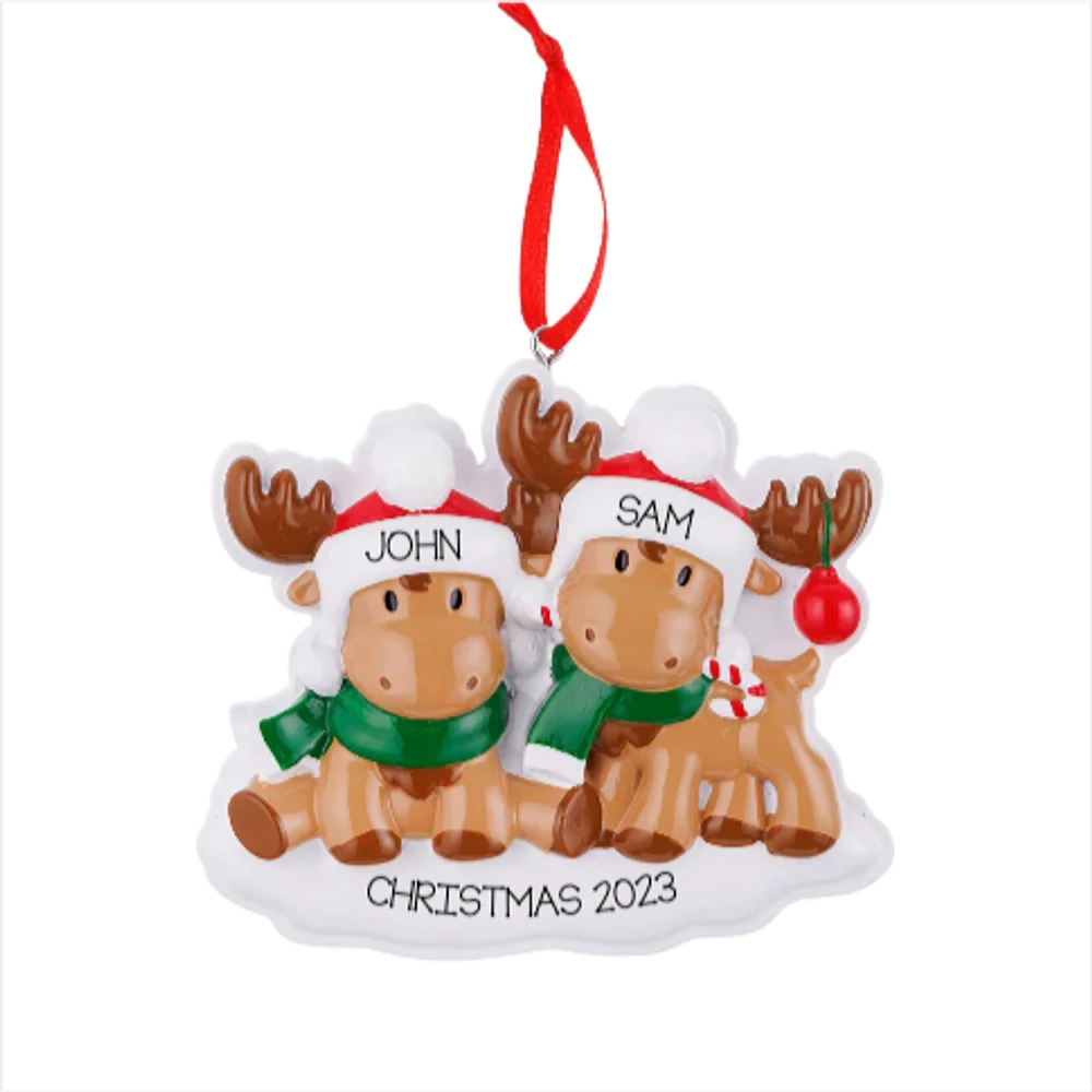 Cutesy Moose Couple Ornament