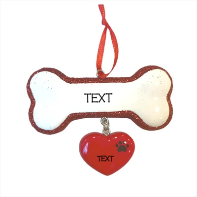 Dog Bone with Heart Ornament