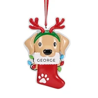 Dog with Reindeer Antlers Ornament