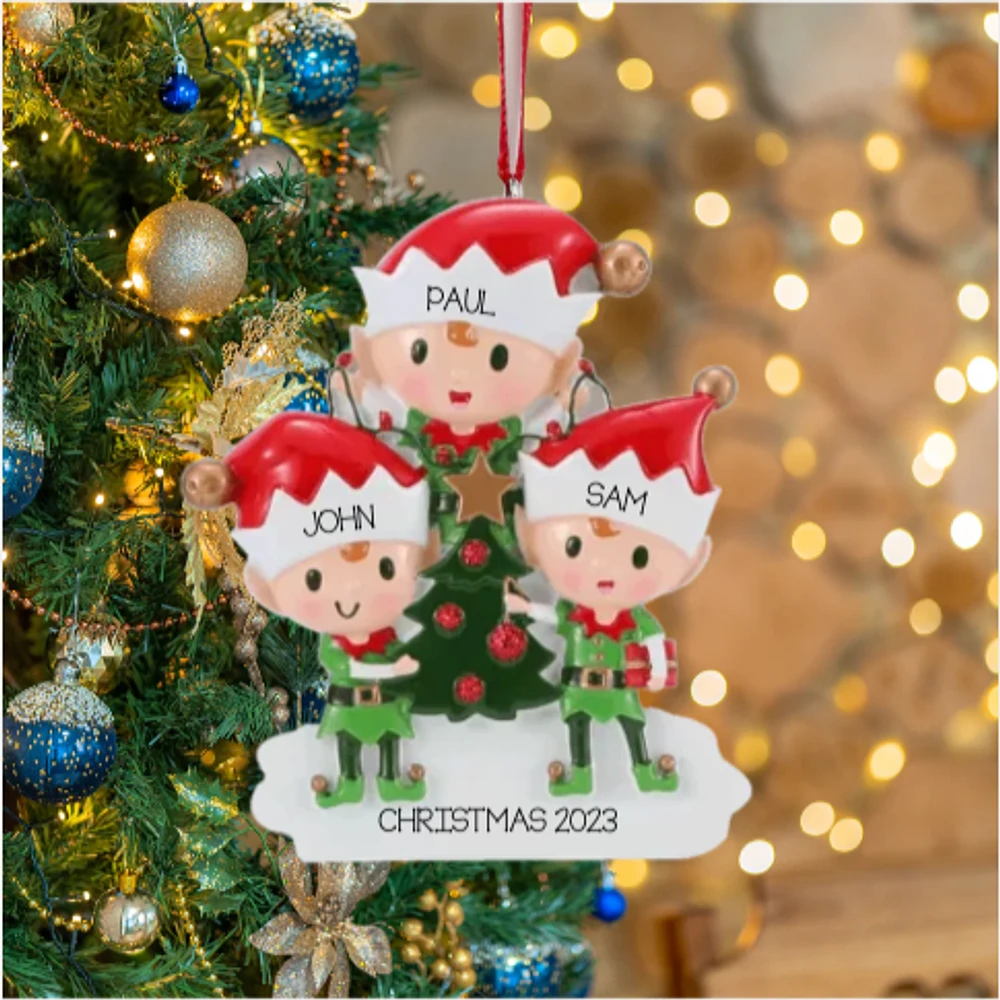 Elves Family of 3 Ornament