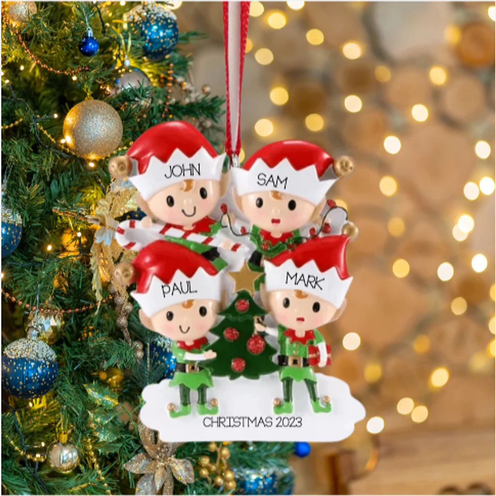 Elves Family of 4 Ornament