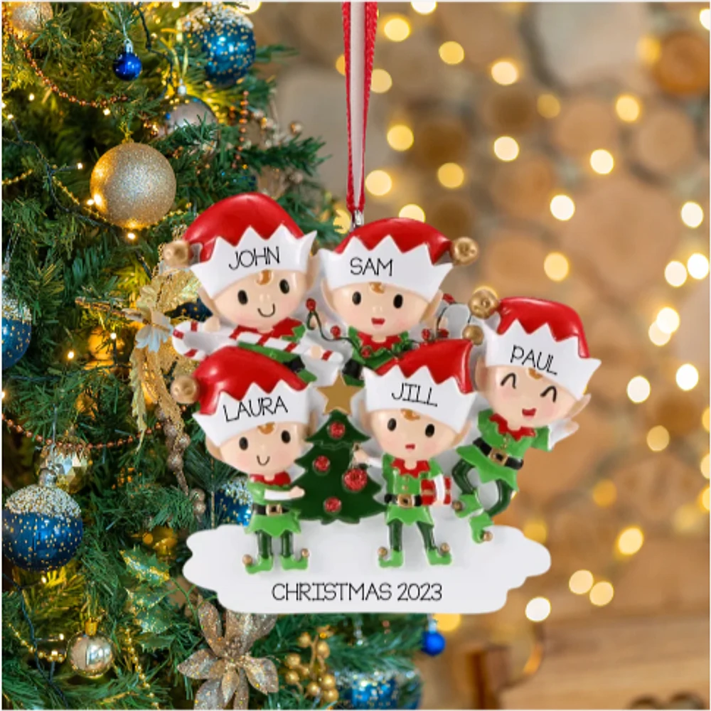 Elves Family of 5 Ornament