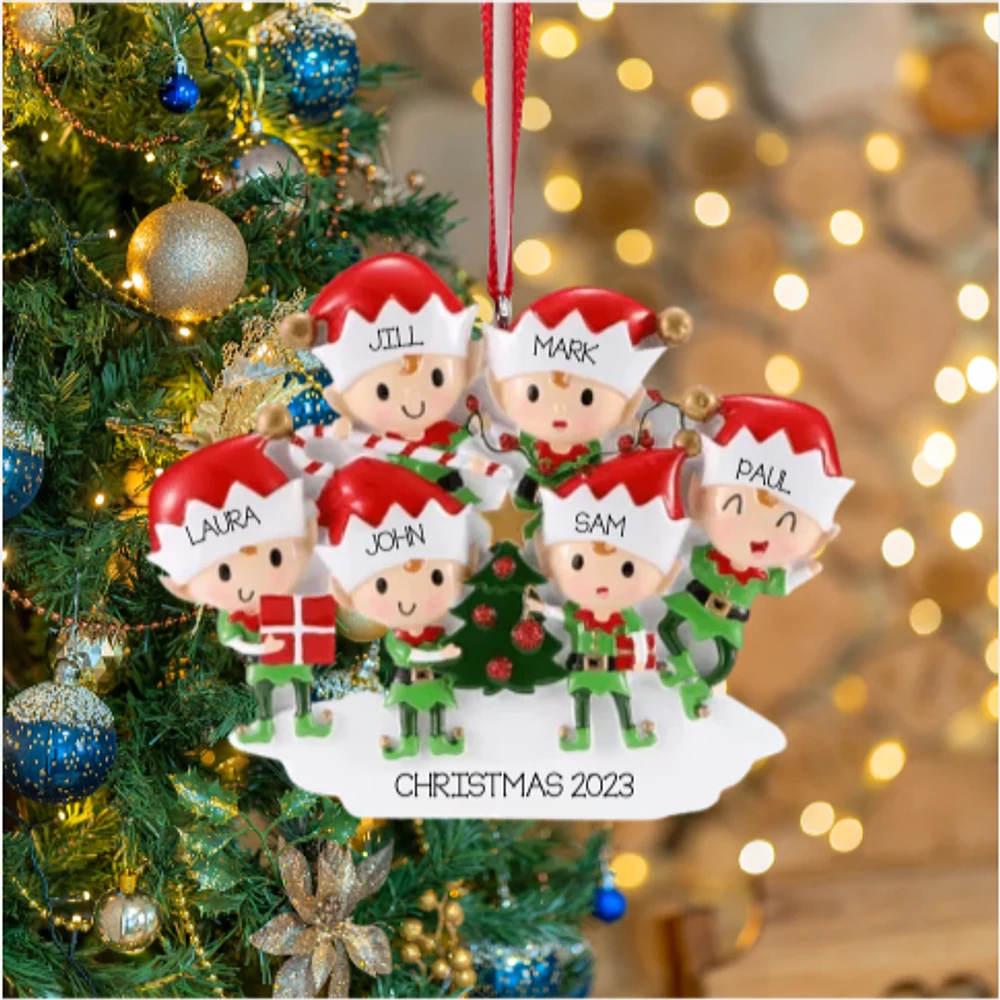 Elves Family of 6 Ornament