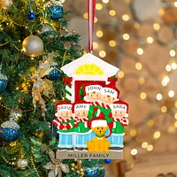 Family of 5 with Dog Ornament