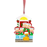 Family of 5 with Dog Ornament
