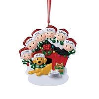 Family of 6 with dog Ornament