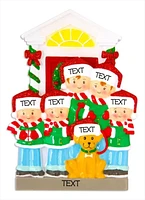 Family of 5 with Dog Ornament