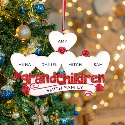 Grandchildren with Five Hearts Ornament