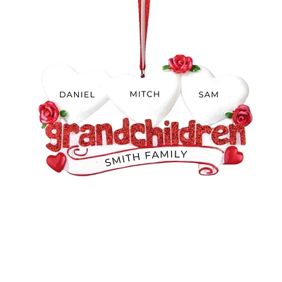 Grandchildren with Three Hearts Ornament