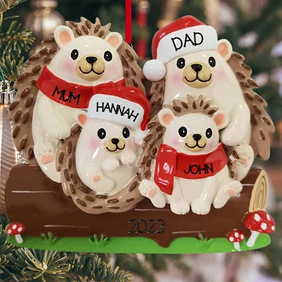 Hedgehog Family of 4 Ornament
