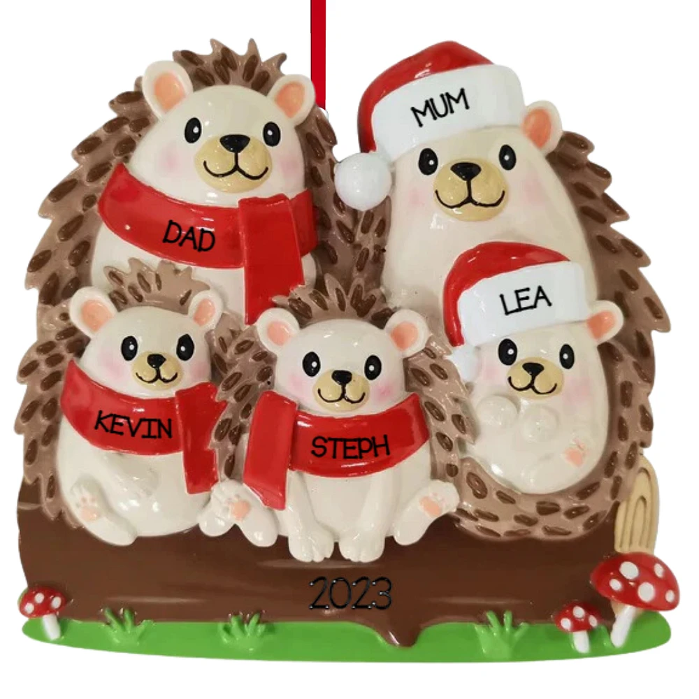 Hedgehog Family of 5 Ornament