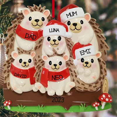 Hedgehog Family of 6 Ornament