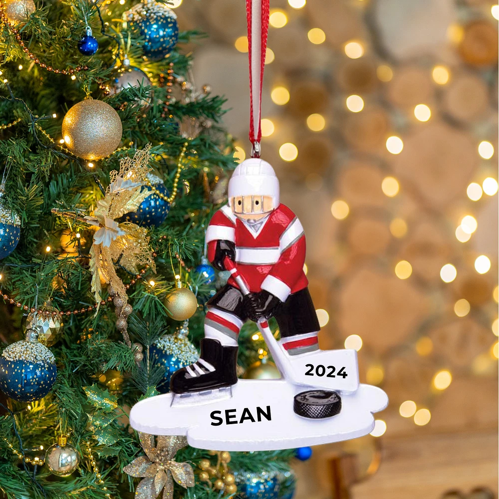 Hockey Player Red Ornament