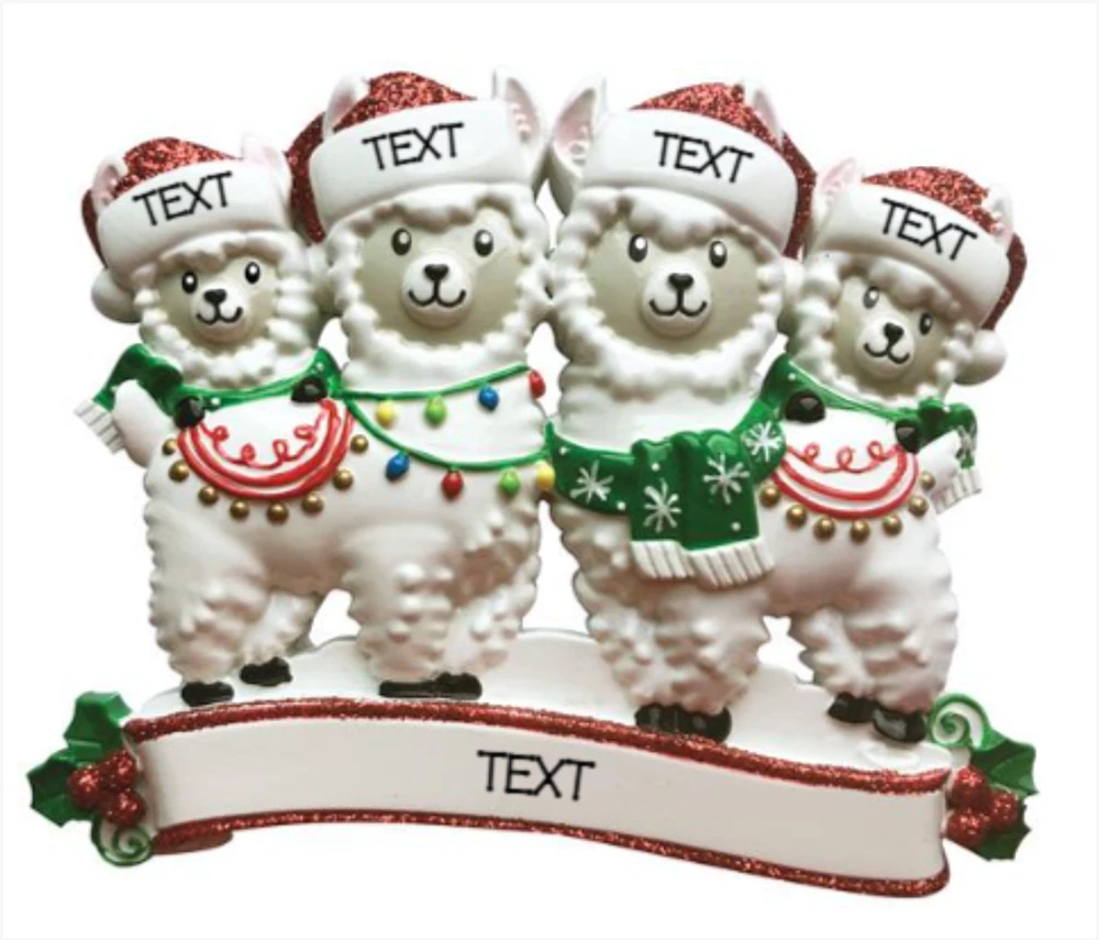 Llama Family of 4 Ornament