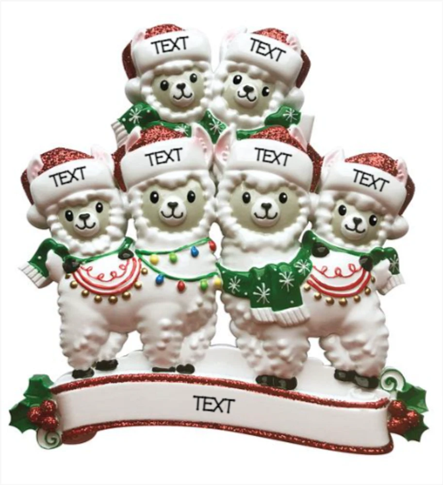 Llama Family of 6  Ornament