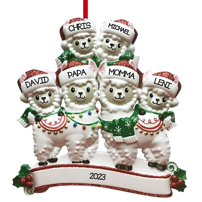 Llama Family of 6  Ornament