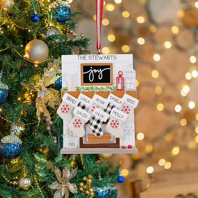 Mantle Stocking Family of 8 Ornament